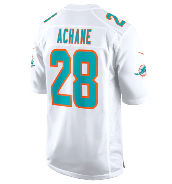 M.Dolphins #28 Devon Achane White Player Game Stitched American Football Jerseys