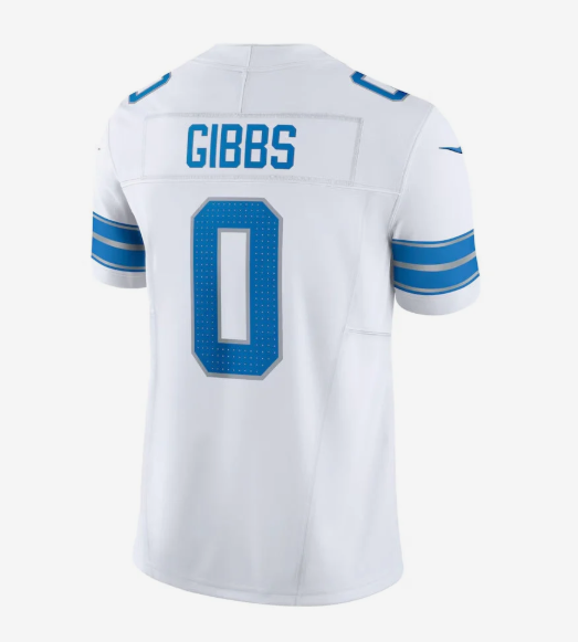 D.Lions #0 Jahmyr Gibbs White Vapor F.U.S.E. Limited American Football Jerseys