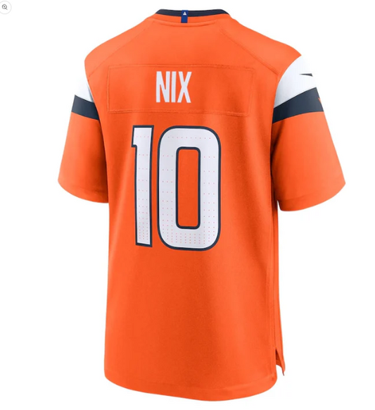 D.Broncos #10 Bo Nix 2024 Draft First Round Pick Player Game Jersey - Orange American Football Jersey