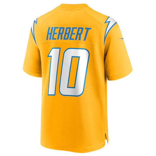 LA.Chargers #10 Justin Herbert Gold Alternate Charger Power Game Player American Football Jerseys