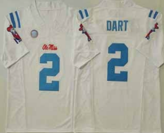 O.Miss Rebels #2 Jaxson Dart White 2025 FUSE Football College Jerseys