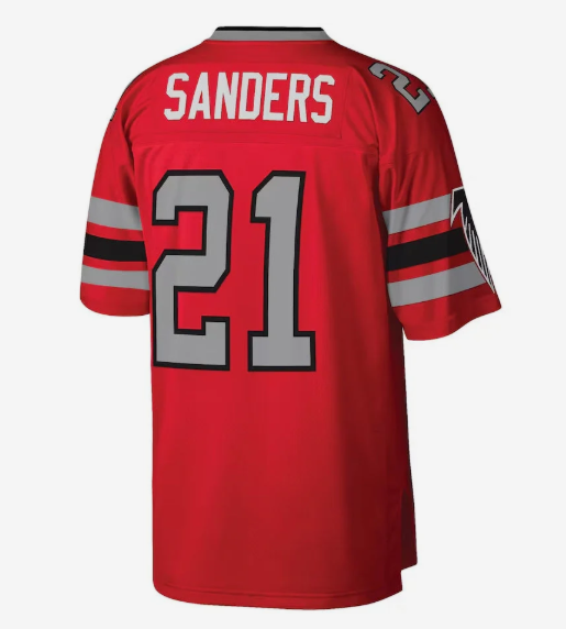 A.Falcons #21 Deion Sanders Mitchell & Ness Legacy Replica Jersey - Red Stitched American Football Jerseys