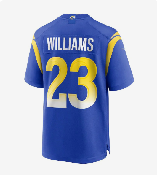 LA.Rams #23 Kyren Williams Royal Game Player Jersey Stitched American Football Jerseys