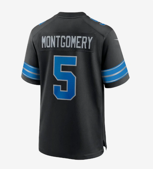 D.Lions #5 David Montgomery 2nd Alternate Game Jersey - Black American Football Jerseys