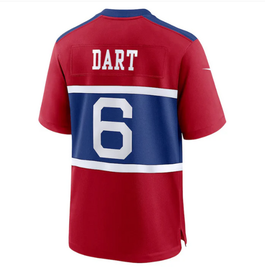 NY.Giants #6 Jaxson Dart Red Alternate Century Red Game Stitched American Football Jerseys