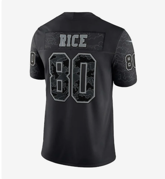 SF.49ers #80 Jerry Rice Black Retired Player RFLCTV Limited Jersey Stitched American Football Jersey