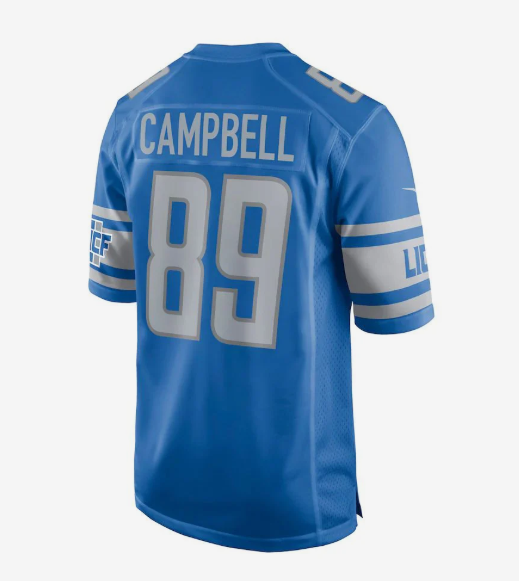 D.Lions #89 Dan Campbell Blue Retired Player Game Jersey Stitched American Football Jerseys